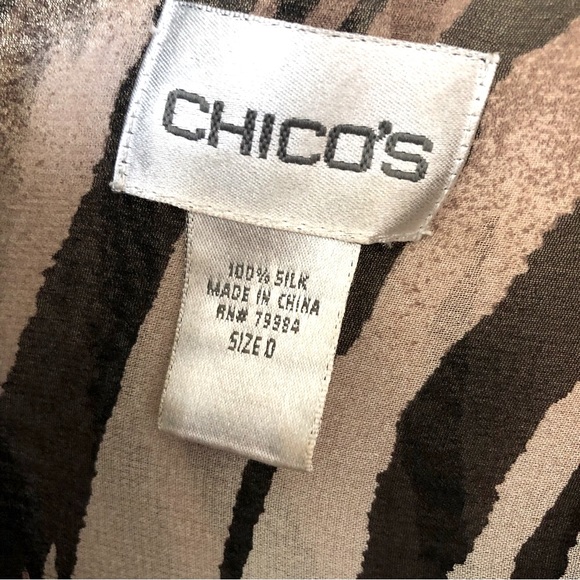 CHICO’S STRIKING TIGER STRIPE BUTTON DOWN SHIRT 6-8 - Picture 6 of 13